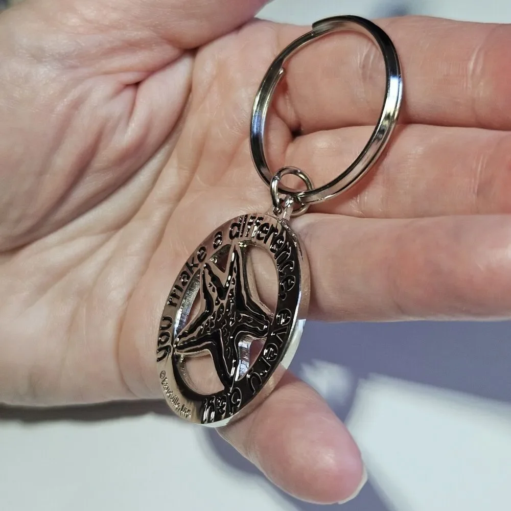 Baudville, Inc. Silver Tone Starfish You Make A Difference Every Day Keychain